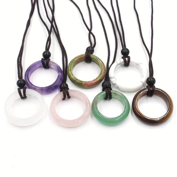 1pc Size 7.5 Exquisite Natural Stone Ring - Multicolor Crystal Gemstone Jewelry - Picture 7 of 10